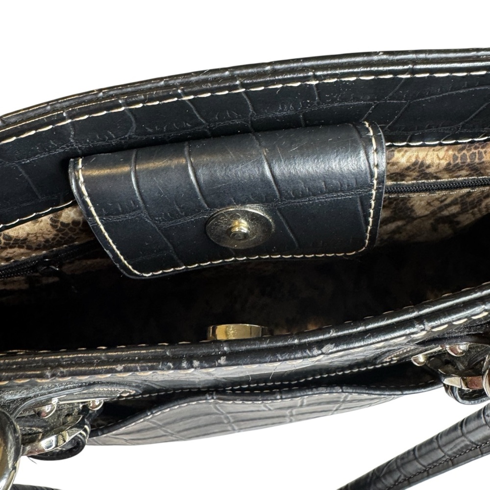 Wilsons Leather Black Croc-Embossed Tote Bag with Snake Print Accents - Picture 7 of 16